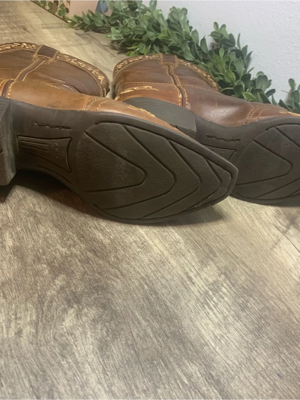 Ariat Girls Brown Leather Embroidered Western Cowboy Boots Size 2C Floral 4LR